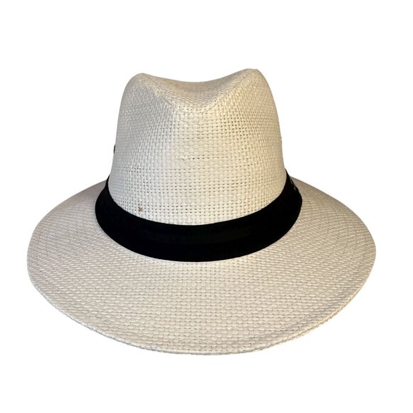 Panama Jack Other - Panama Jack Solid Ribbon Fedora Hat Model PJC83-NAT White Large BLEMISH